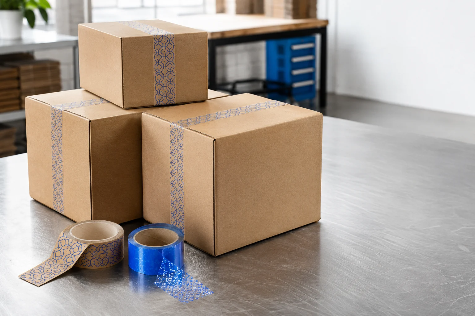 Cajas selladas con cinta impresa para empaque